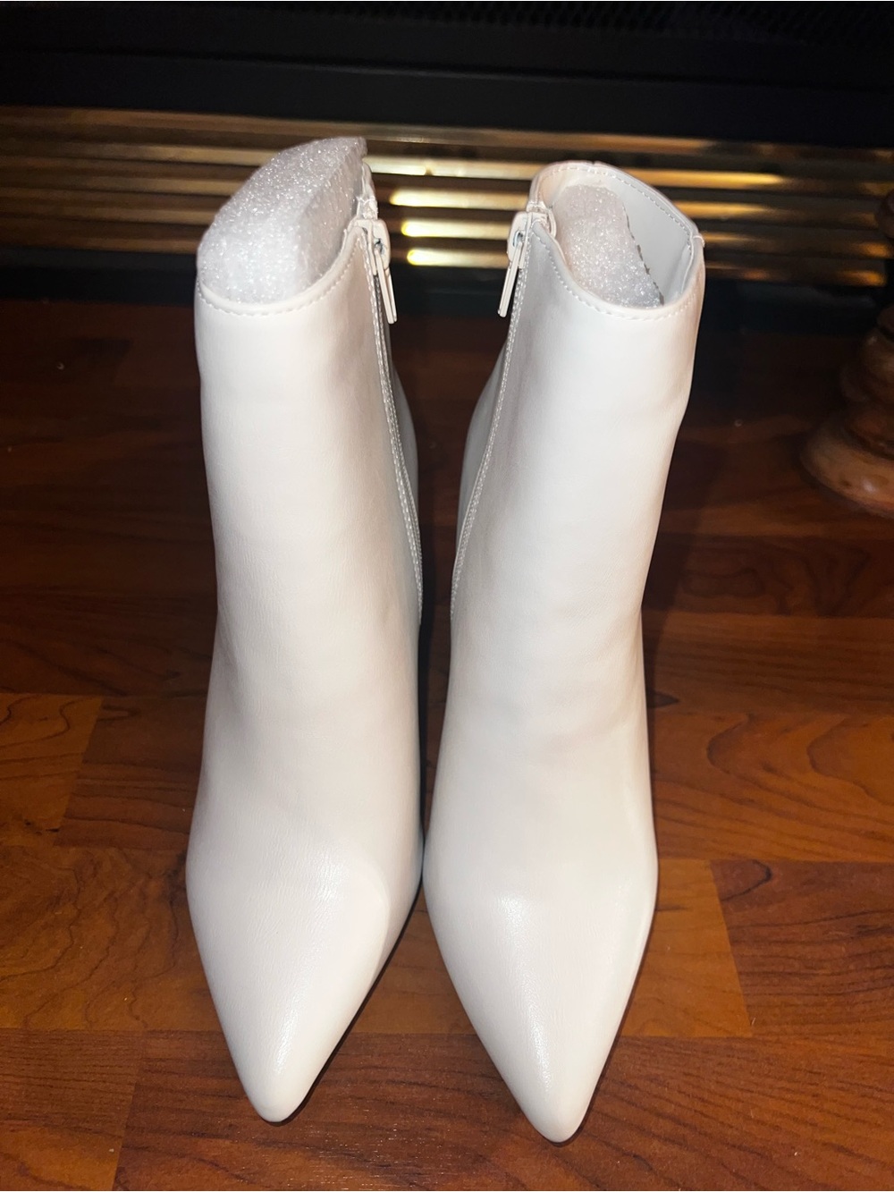 Bamboo Women's White Pointed Toe Ankle Booties